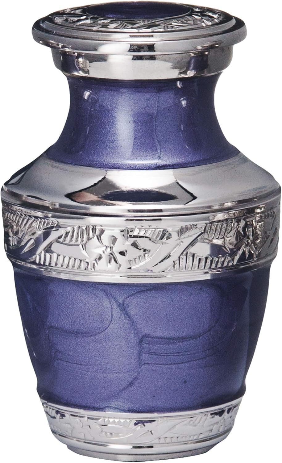 BOLD & DIVINE Small Silver Linings Purple Keepsake Urns for Human Ashes Handc…