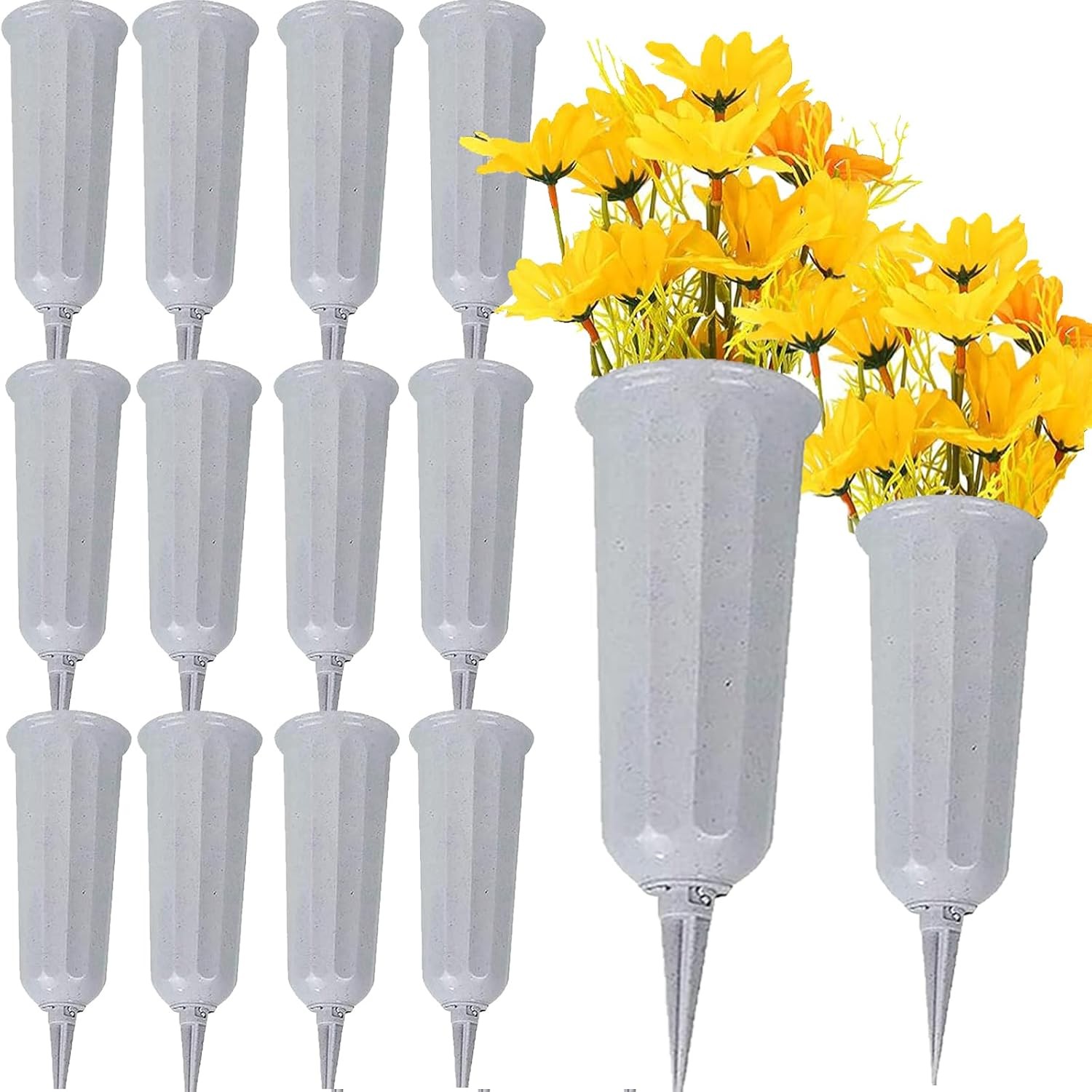 Plastic Cemetery Vases 12pcs Flower Holder for Cemetery Decorations for Grave In