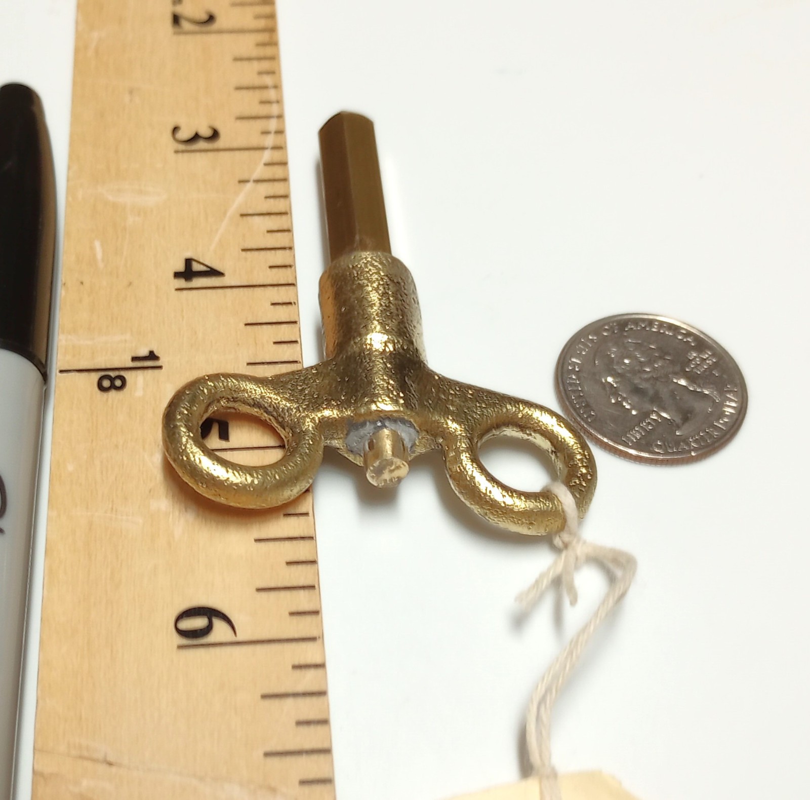 Yellow Brass Pocket Casket Key / Coffin Key