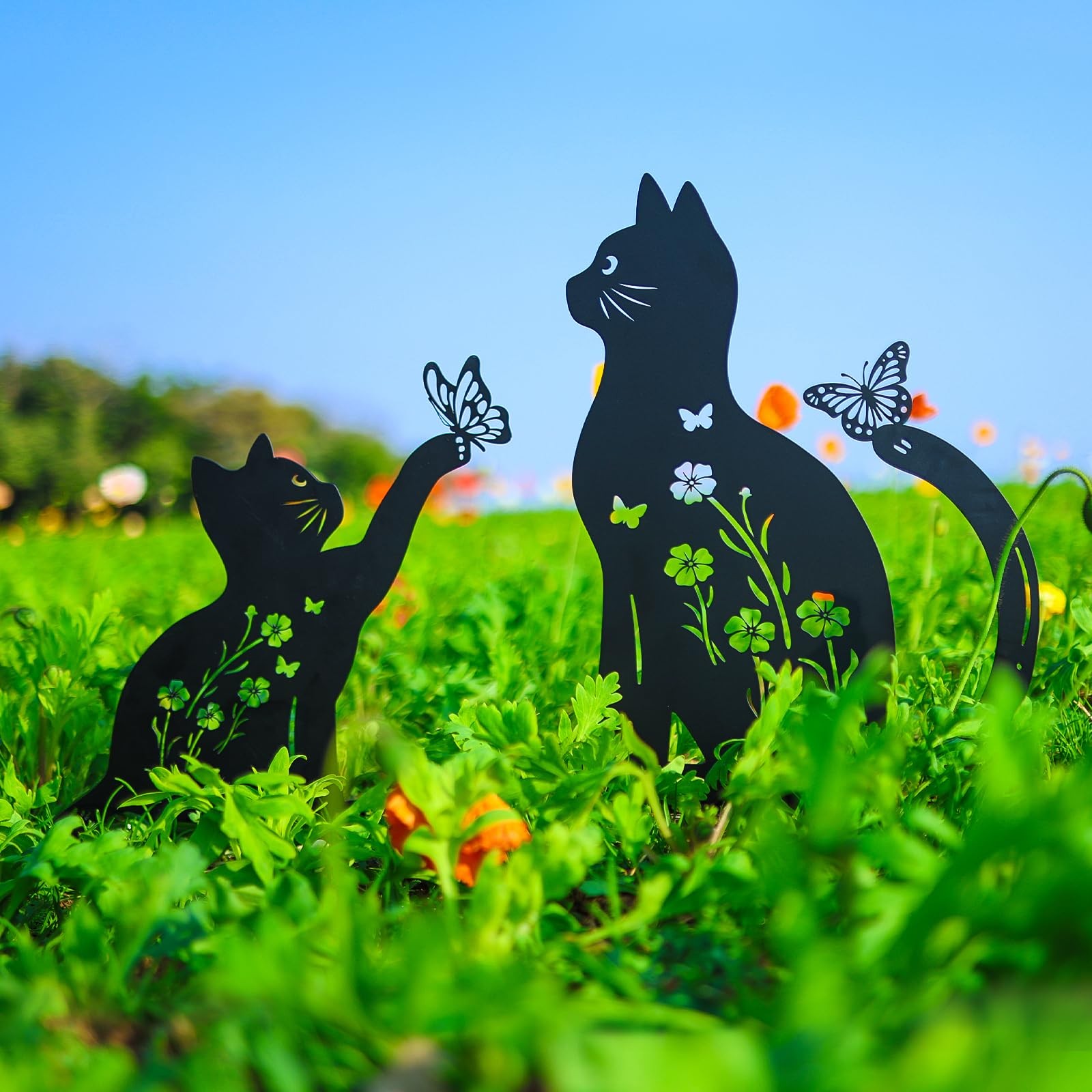 Cat Metal Garden Stakes Decorative Yard Art for Cat Lovers & Outdoor Decor