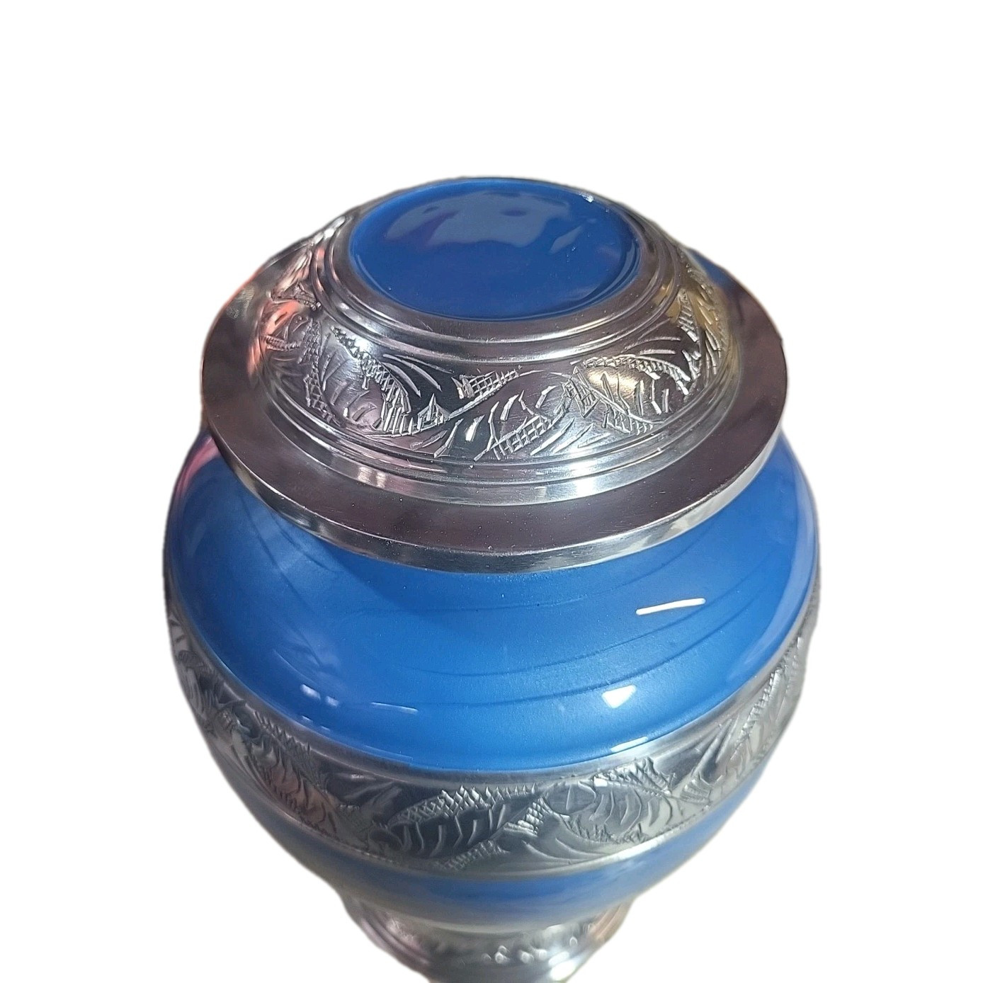 Ayerloom Blue Cast Urn For Loved Ones Ashes, Large, 11inx7in