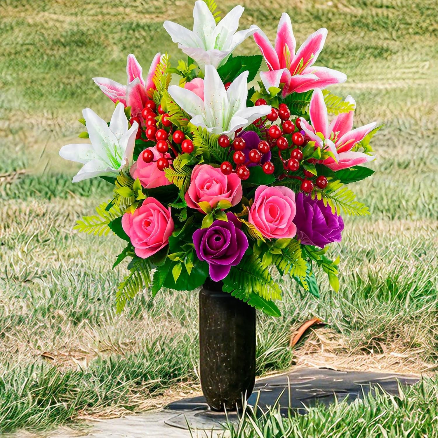 Memorial Grave Flowers for Cemetery Decoration