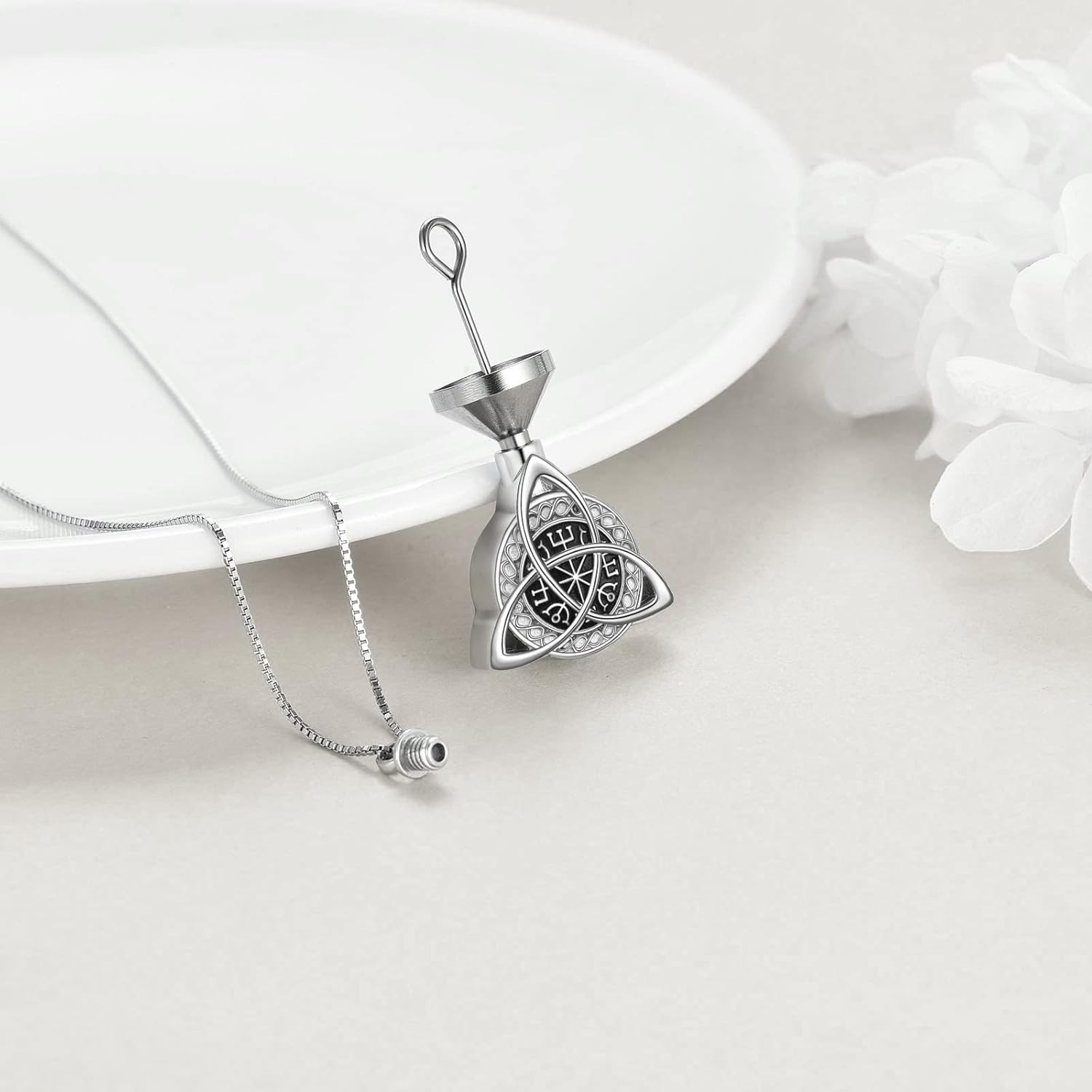 Celtic Urn Necklace for Ashes Sterling Silver Cremation Keepsake Gifts Women Men