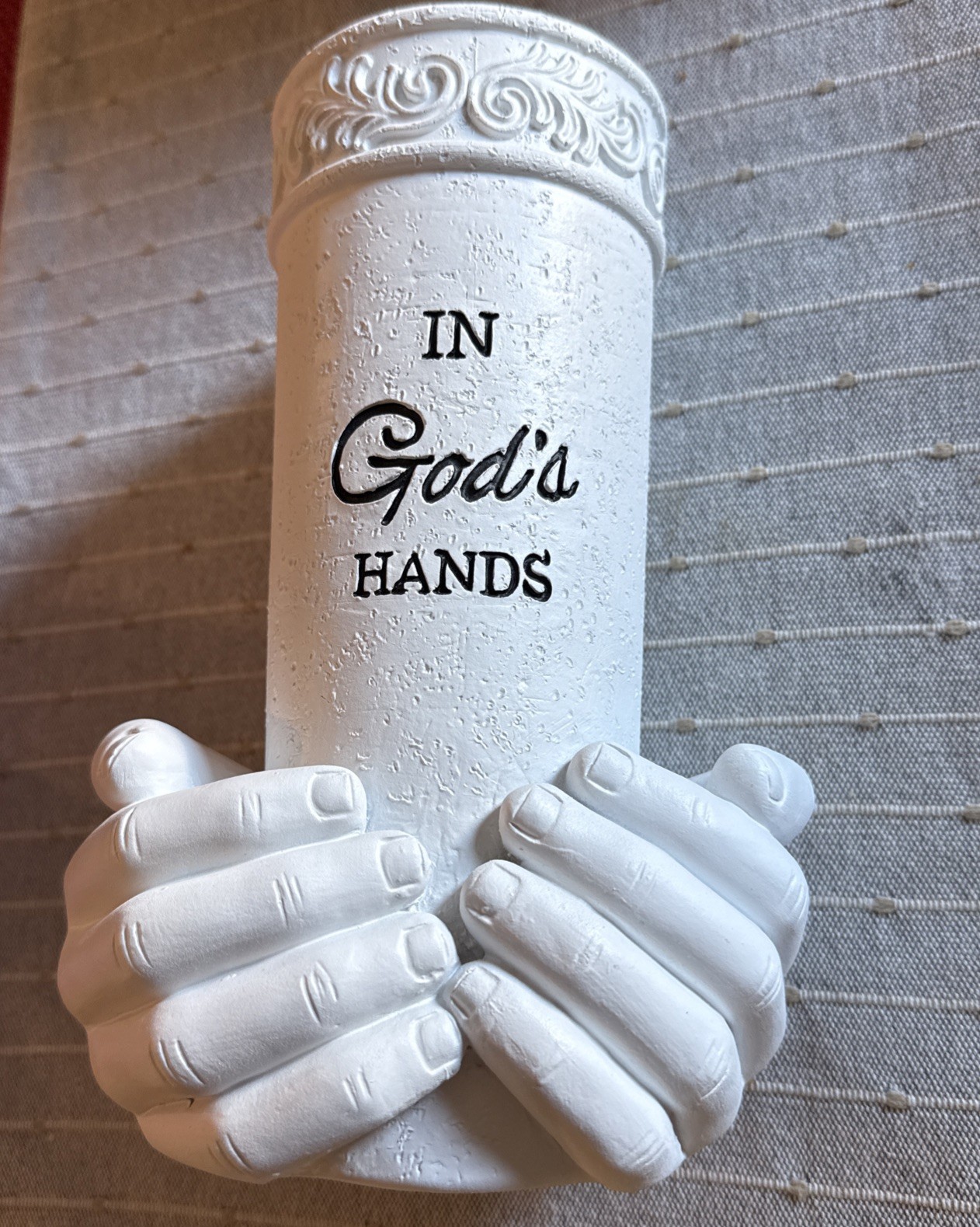 “In God’s Hands” Cemetery Vase W/Ground Stake Memorial Day Planter New w/o tags