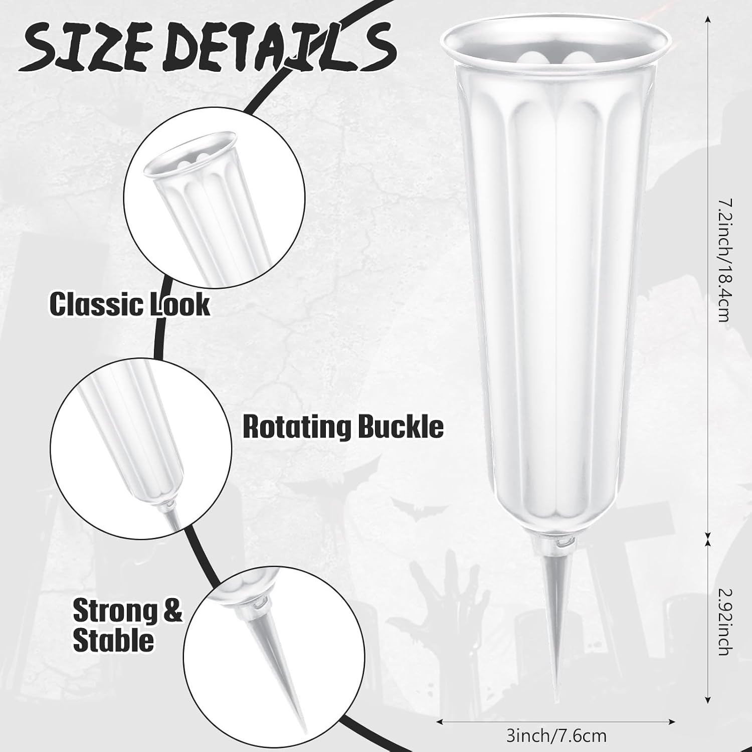 12 Pcs Plastic Cemetery Vases with Spikes Memorial Flower Vase Cemetery Grave