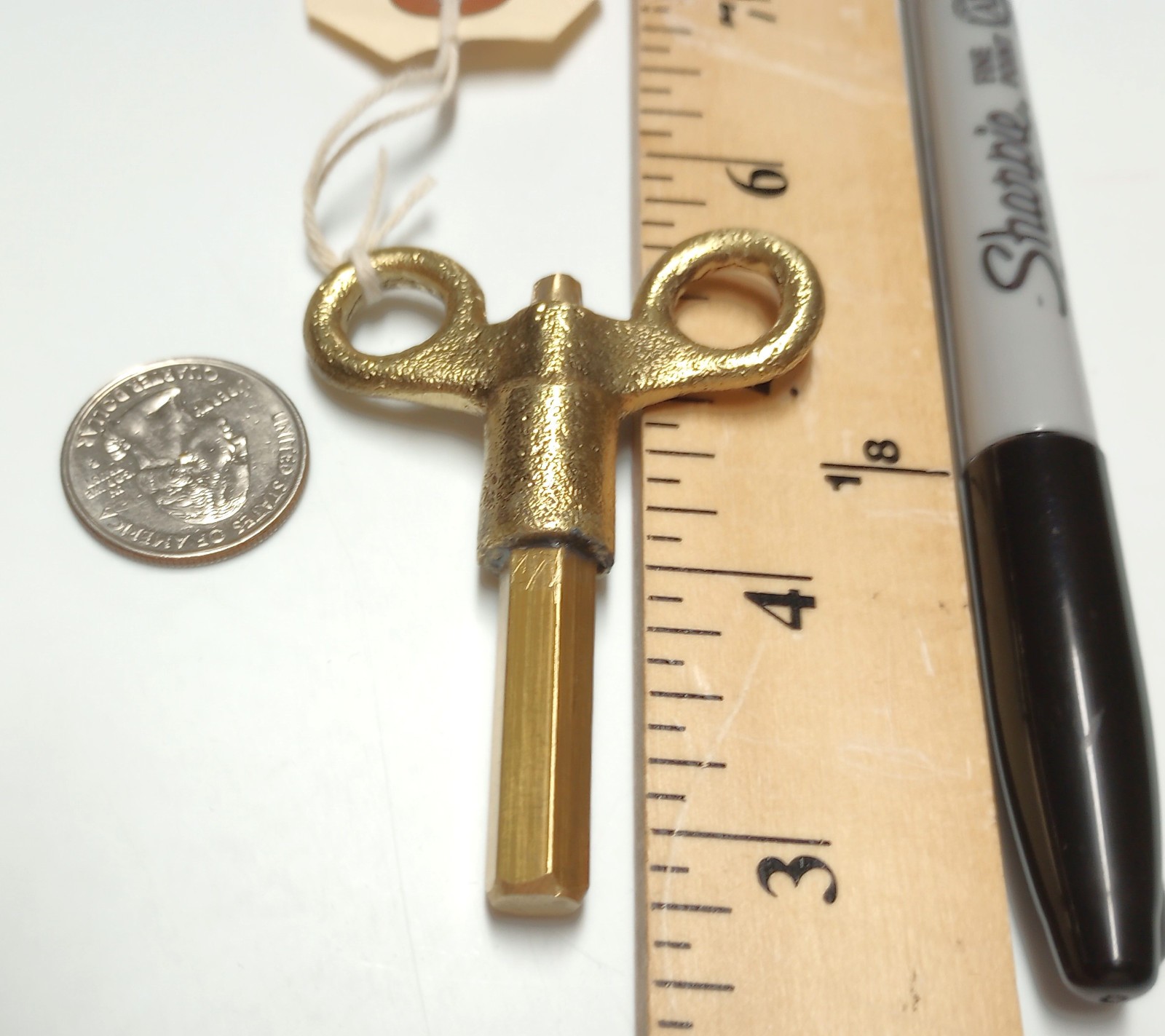 Yellow Brass Pocket Casket Key / Coffin Key