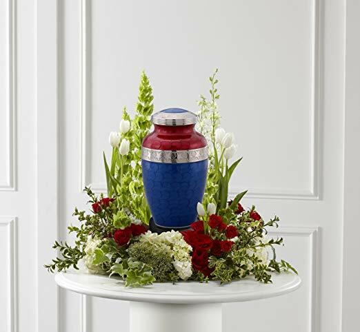 American Honor and Glory Cremation Urn – Red and Blue Star Veteran – Free Bag