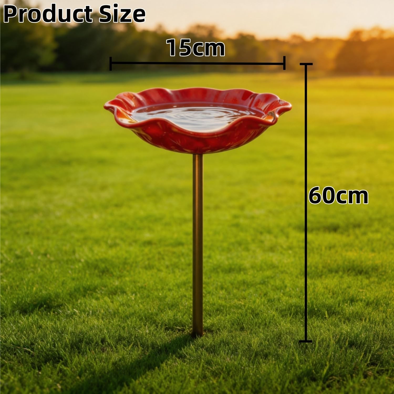 Metal Flower Garden Stakes with Bird Bath & Bee Watering Station – Colorful B…