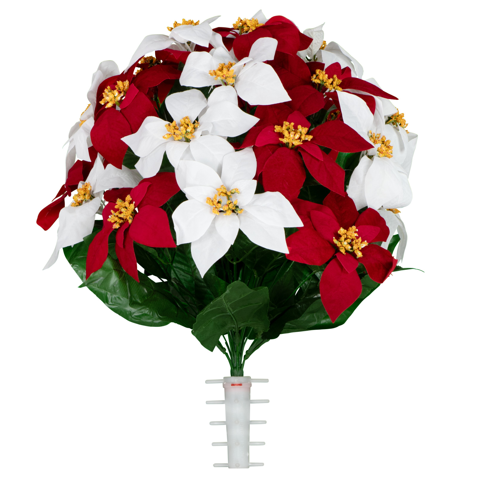 Artificial Arrangement – Red & White Poinsettia Christmas Bouquet