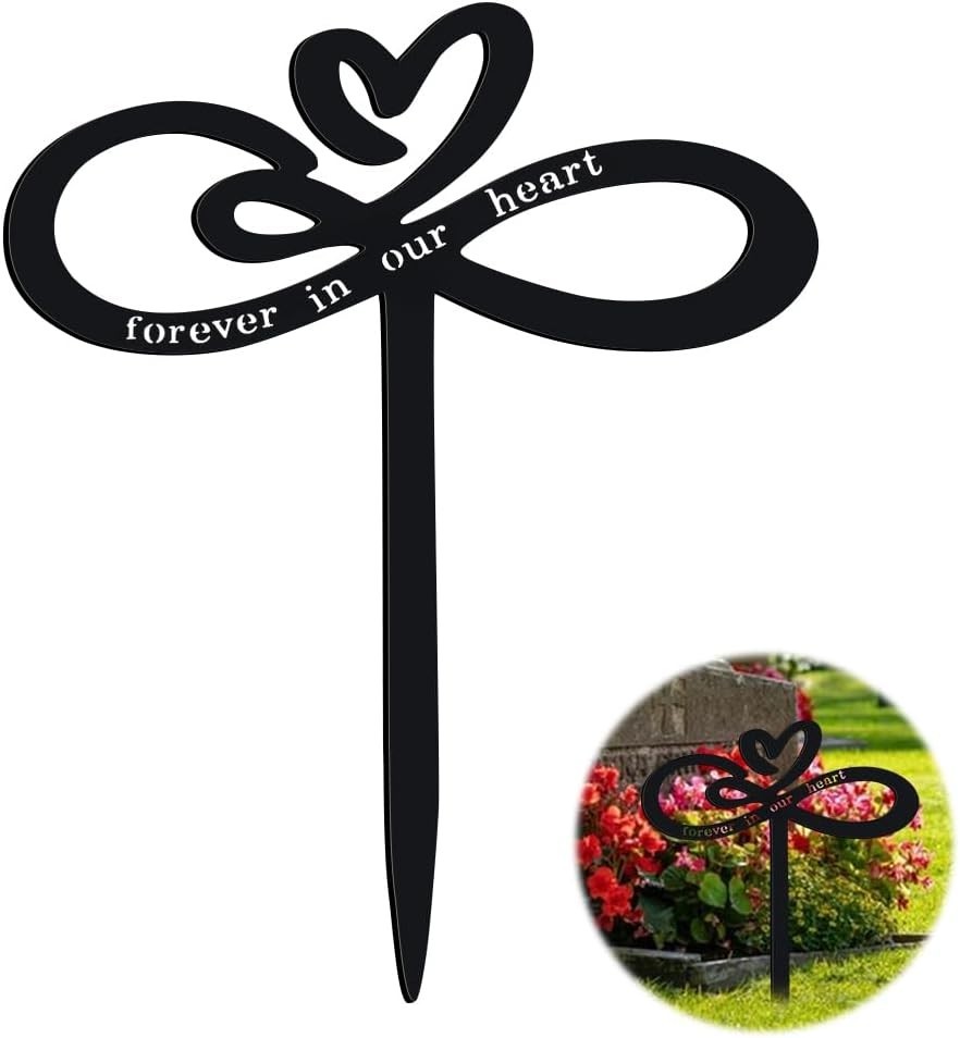 Memorial Grave Stake Forever in Our Hearts Grave Marker Heart Grave Decoratio…