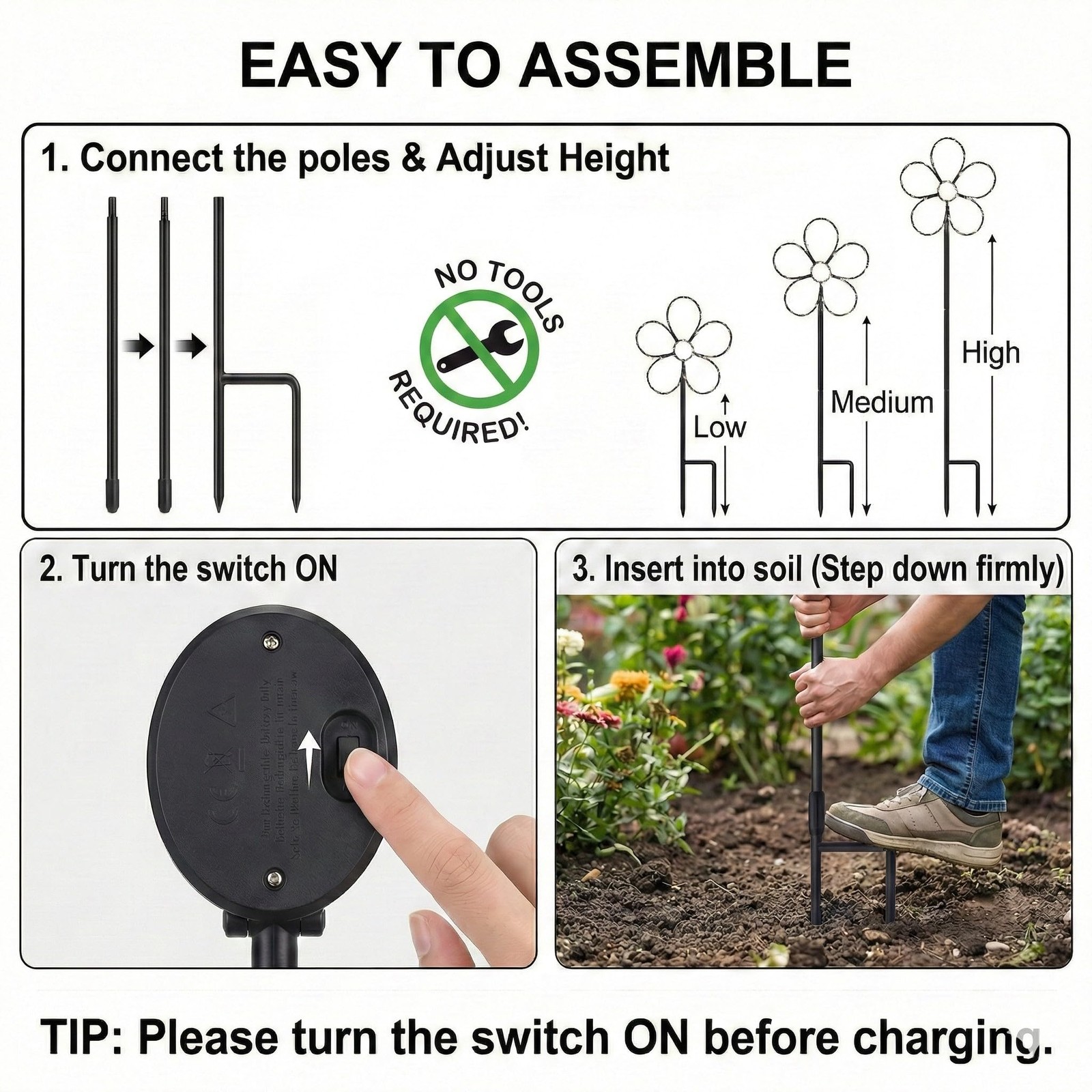 Outdoor Solar Powered Decorative Garden Stake Light – 2 Pack Warm White Flowe…
