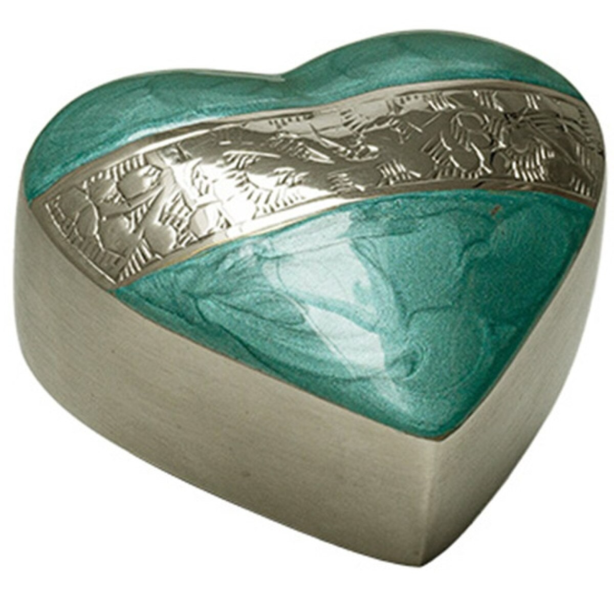 Small/Keepsake 3 Cubic Inches Mother of Pearl Aqua Heart Cremation Urn for Ashes
