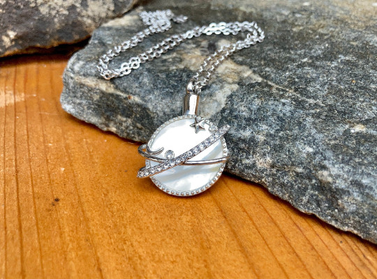 Urn Jewelry Celestial Pearlescent Moon Star Cremation Pendant Ash Necklace Gift