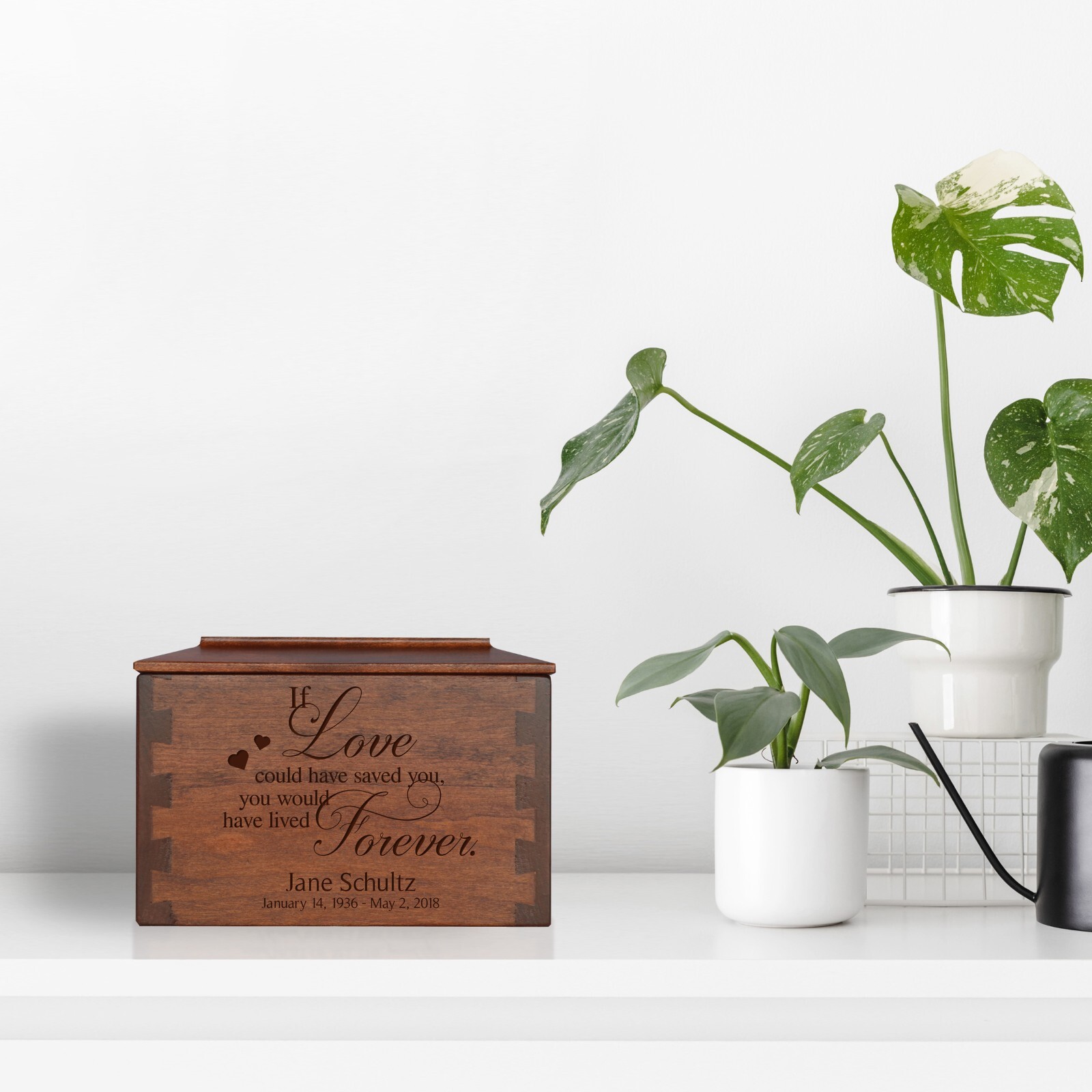 Custom Engraved Dovetail Cremation Urn Box for Human Ashes 7.75″ If Love Could
