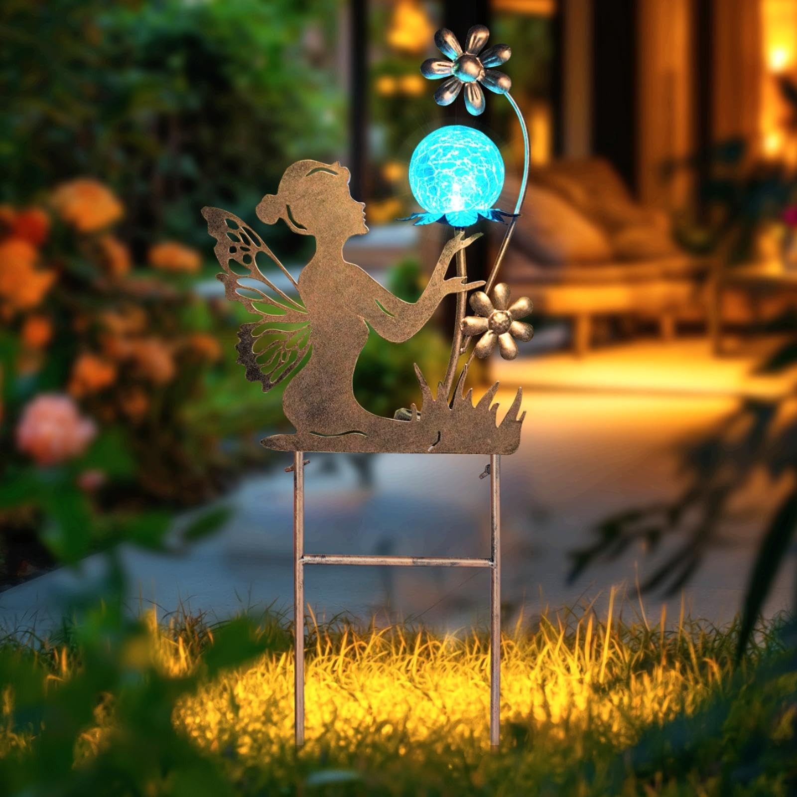 HONGLAND Solar Lights Fairy Garden Decor for Outside,Fairy Figurine Decorativ…