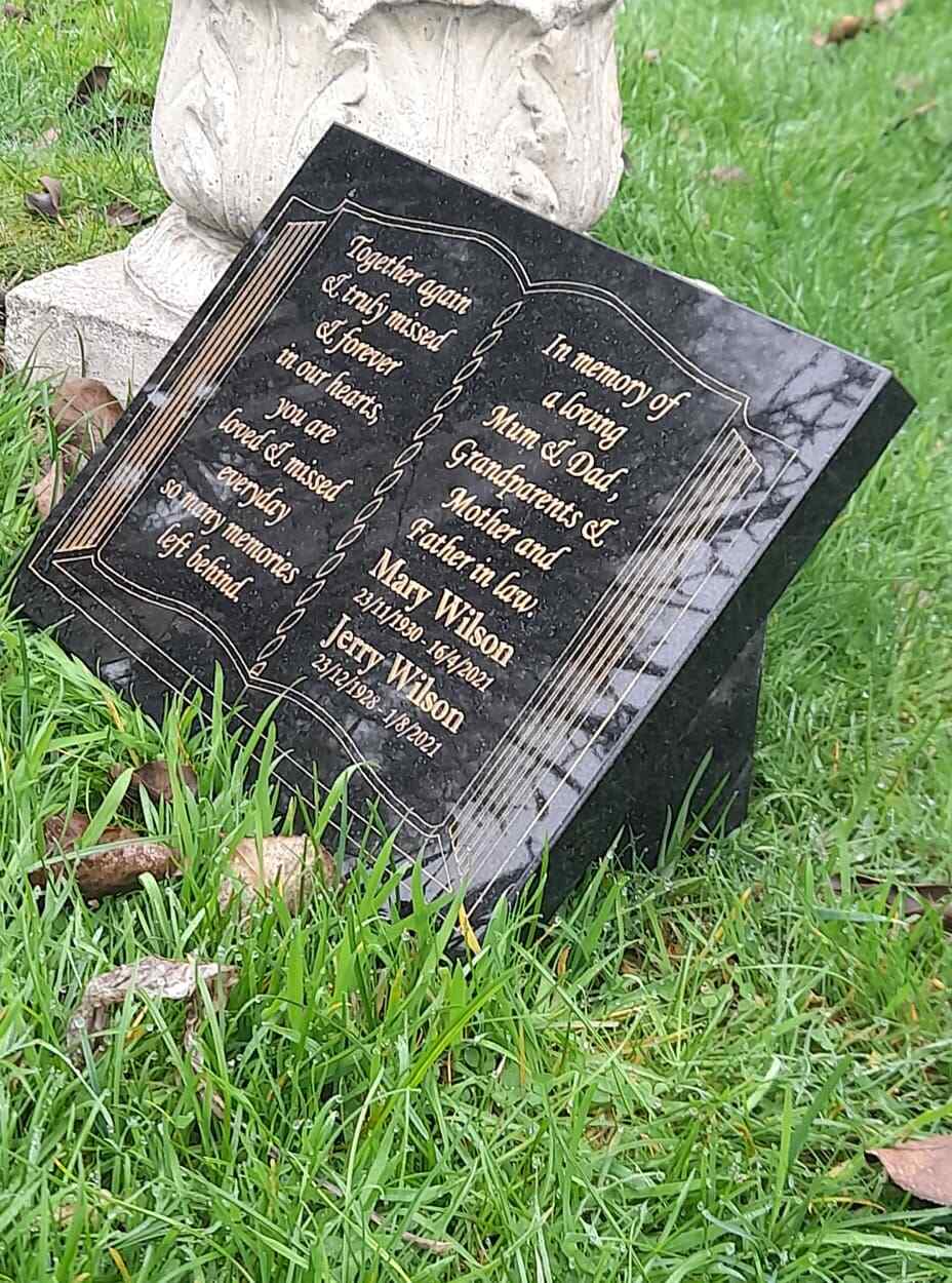 Personalised Granite Open Book Bible Memorial Slanted Grave Plaque Headstone
