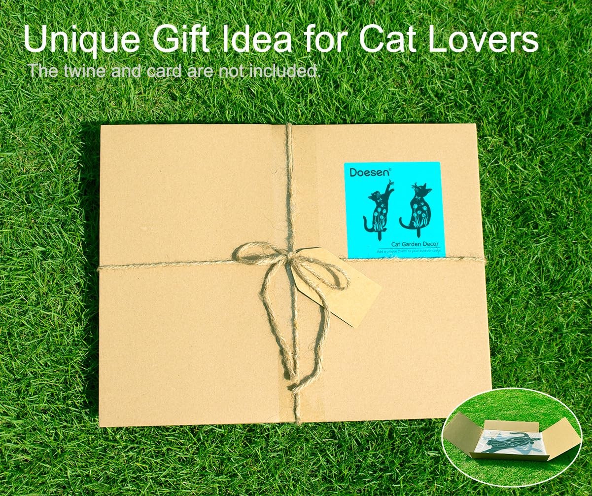 Metal Cat Garden Decor for Outside, Unique Cat Gifts for /Men Cats Lovers Gif…
