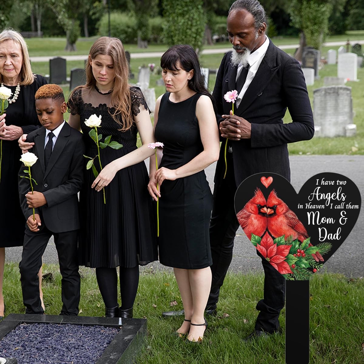 Cardinal Grave Markers for Cemetery Memorials, Sympathy Gifts for Parents