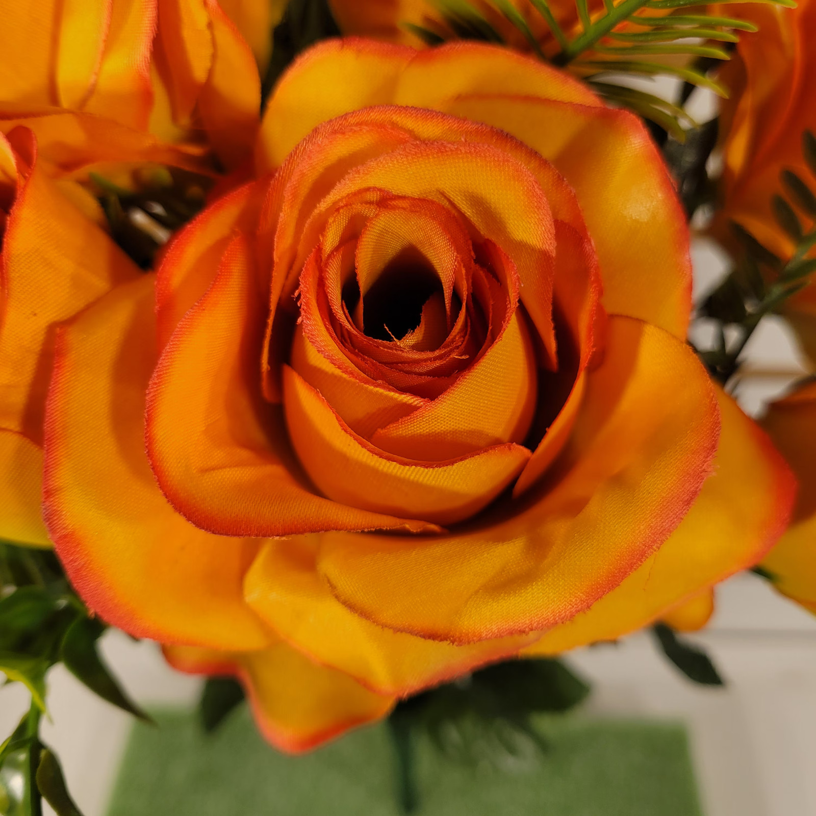 Orange Roses & Mums Cemetery Cone