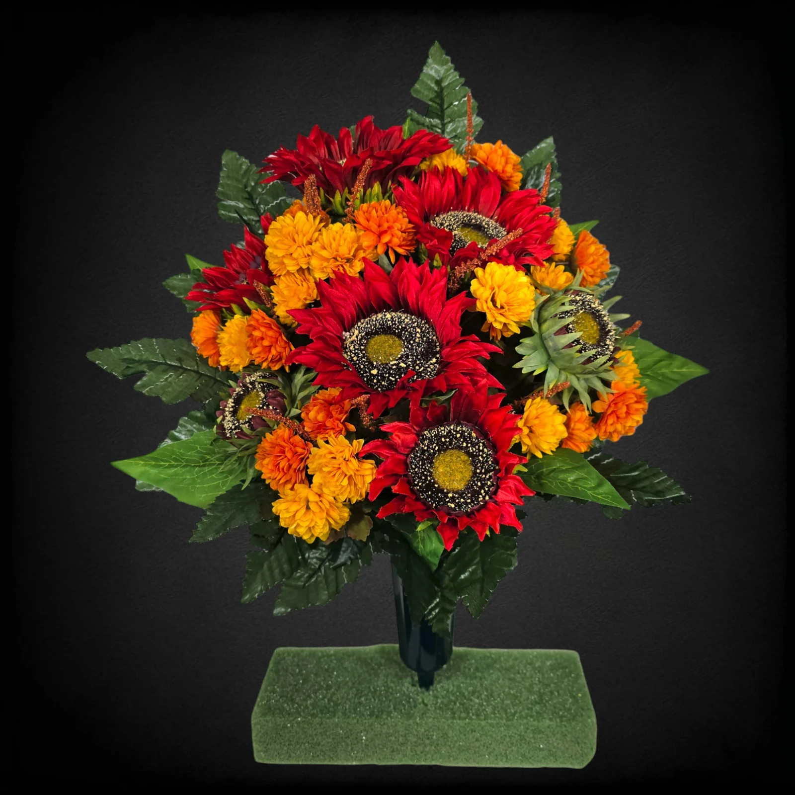 Red Sunflower Orange Mini Mum Memorial Cone