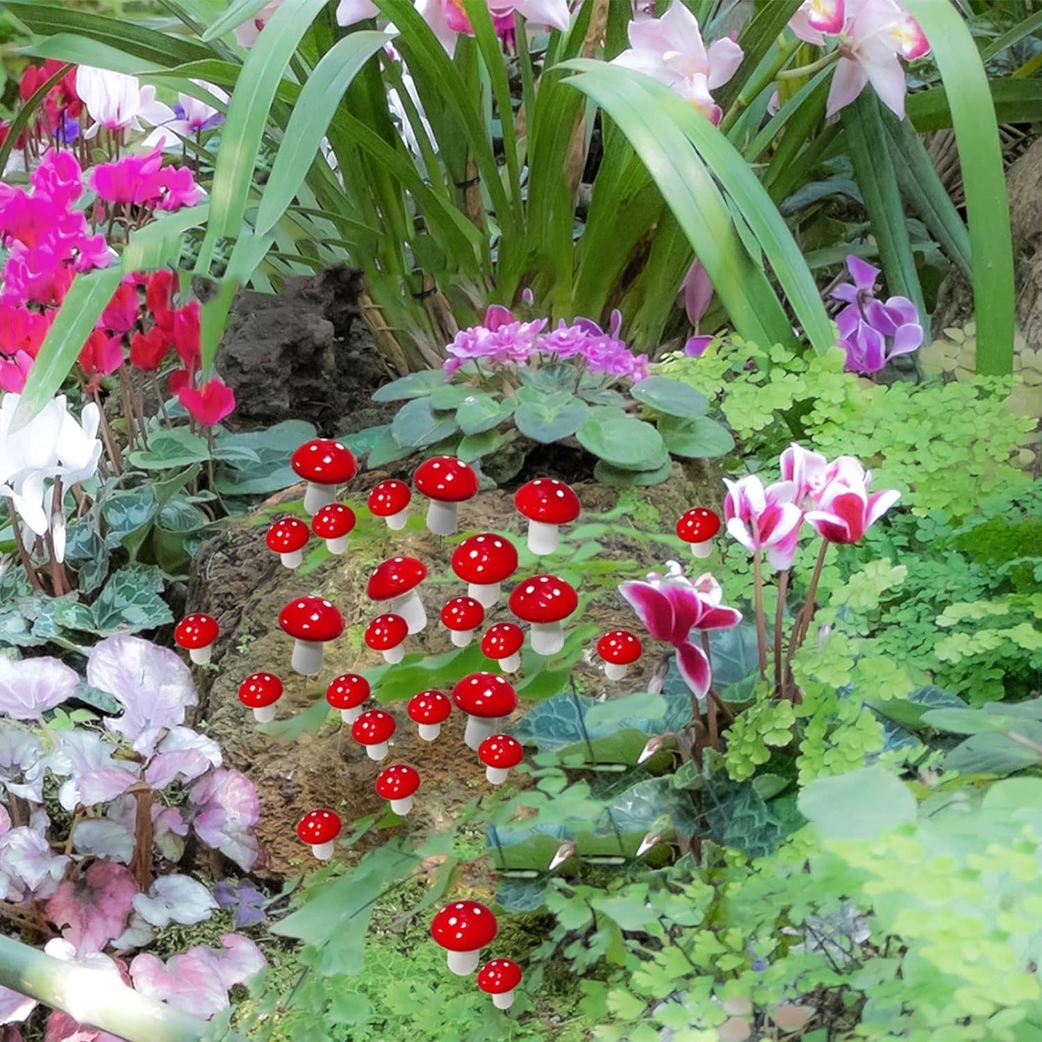 10Pcs Red Garden Stakes Miniatures Indoor Outdoor Silhouette Fairy Garden Law…
