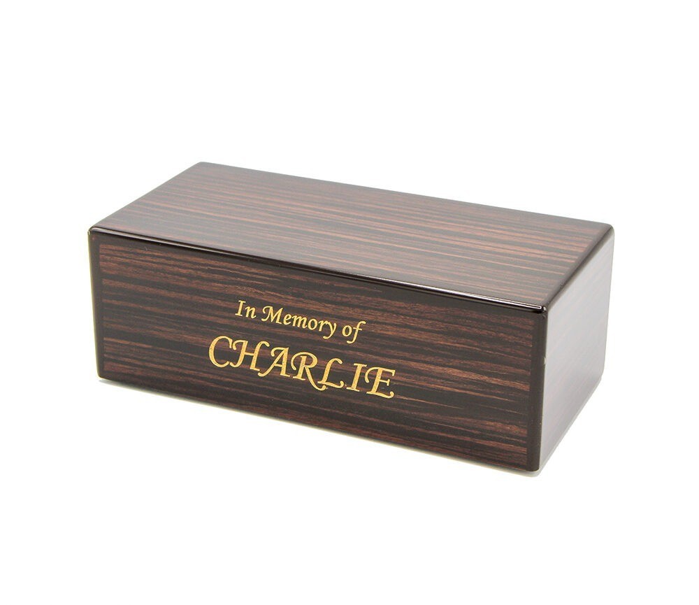 Small 15 Cubic Inches Walnut Pet Cremation Urn w/ Laser Engraving