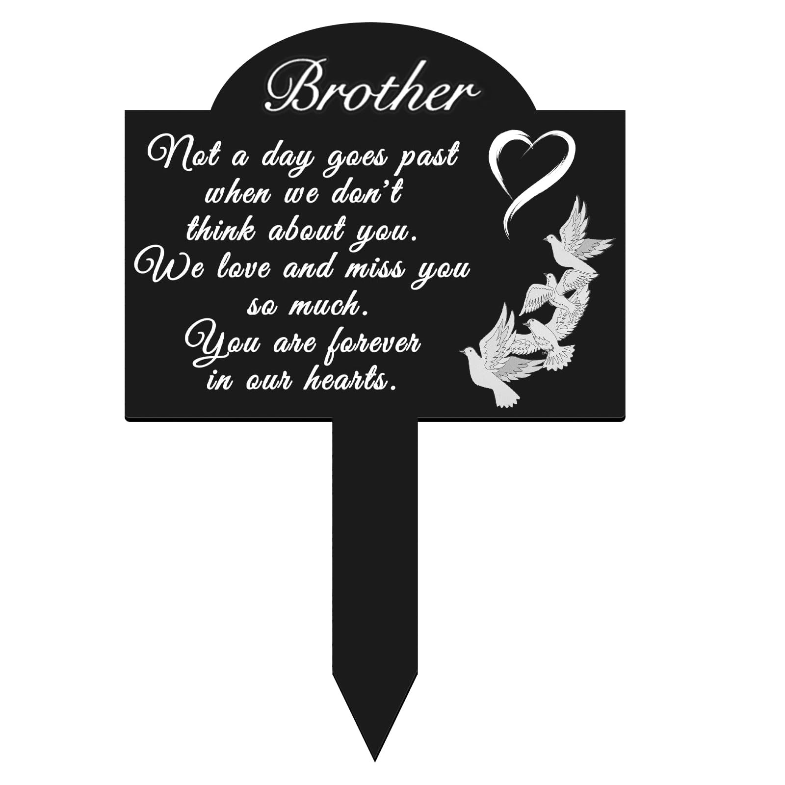 Grave Marker for Brother – Metal Cemetery Decoration, Weatherproof Tribute