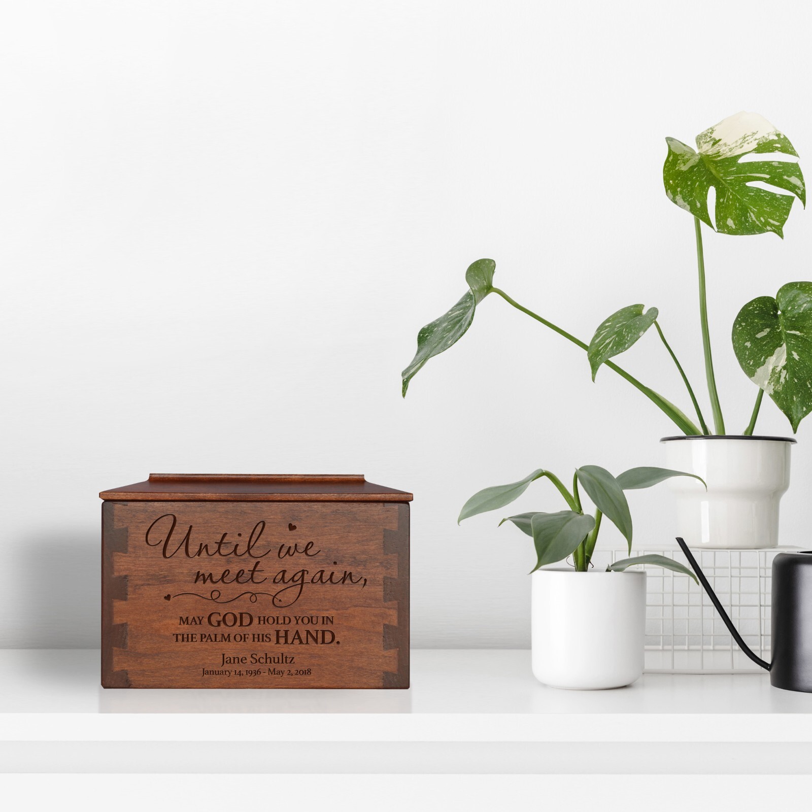 Custom Engraved Dovetail Cremation Urn Box for Human Ashes 7.75″ Until We Meet