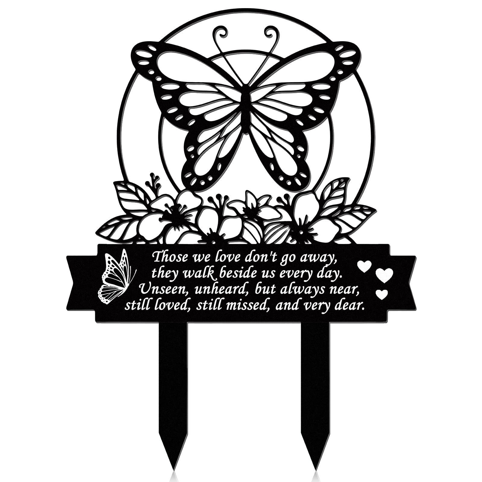 Geelin Butterfly Memorial Stake Decorations for Dad Cemetery Black