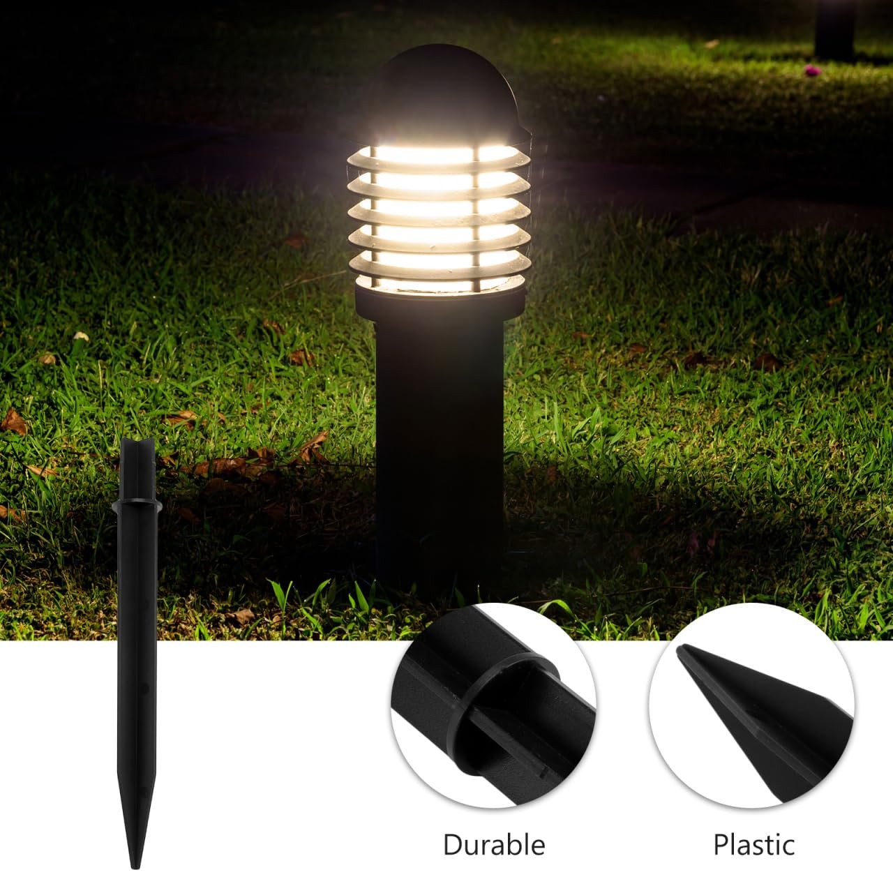 5Pcs Reinforced Ground Spikes, Stakes for Solar Lights, Plastic Stakes for Pa…
