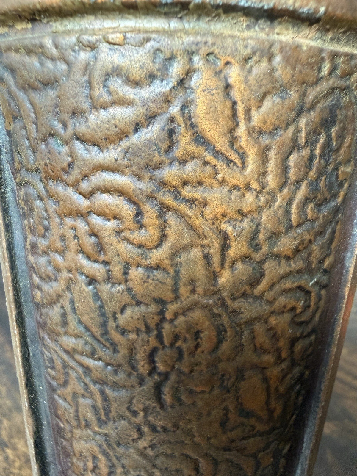 Vintage Matthews Bronze Cemetery Memorial Vase – 11″ Classic Scroll Pattern