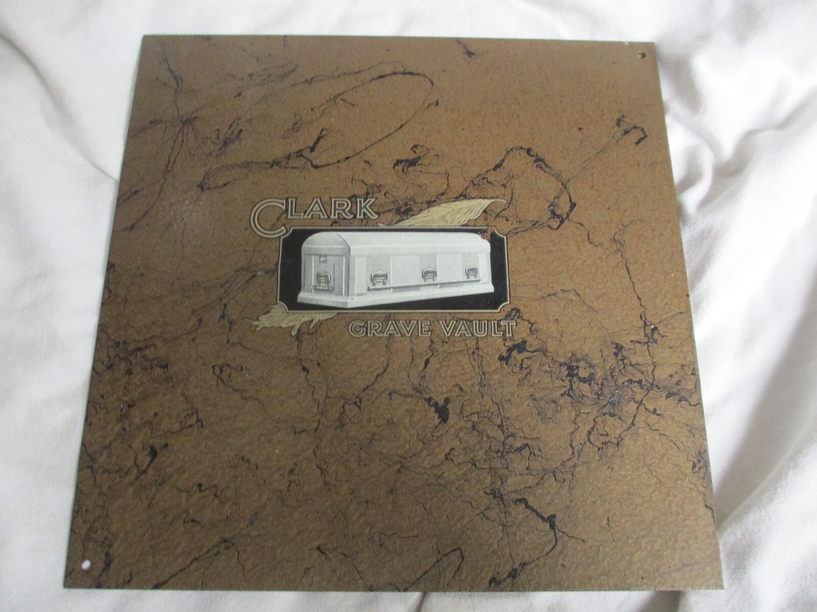 CLARK GRAVE VAULT CO. SALESMAN SAMPLE 12GA STEEL COLOR VAULT SAMPLE FUNERAL