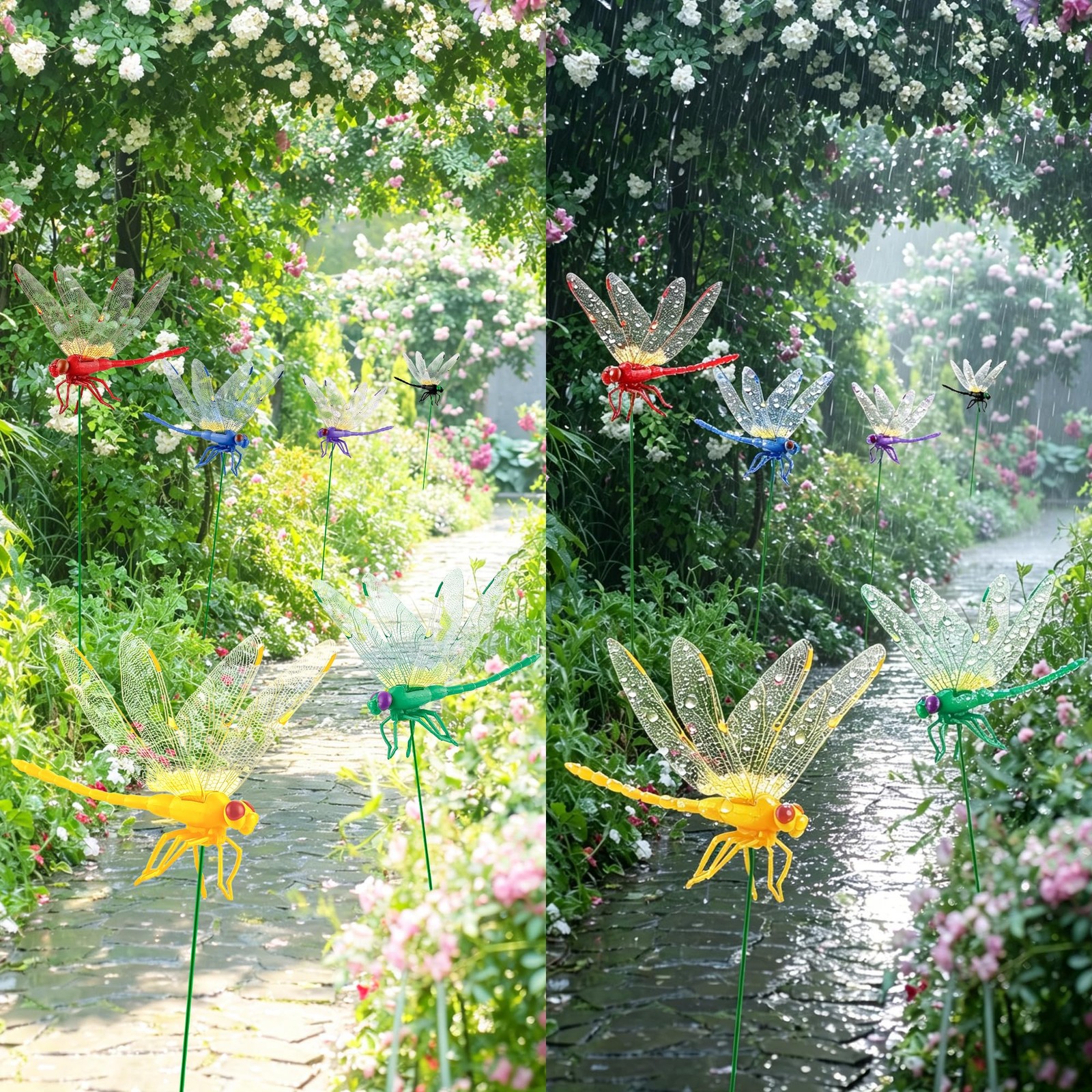 18 Pack Fake Dragonfly Yard Ornaments, 3D Patio Decoration Stakes