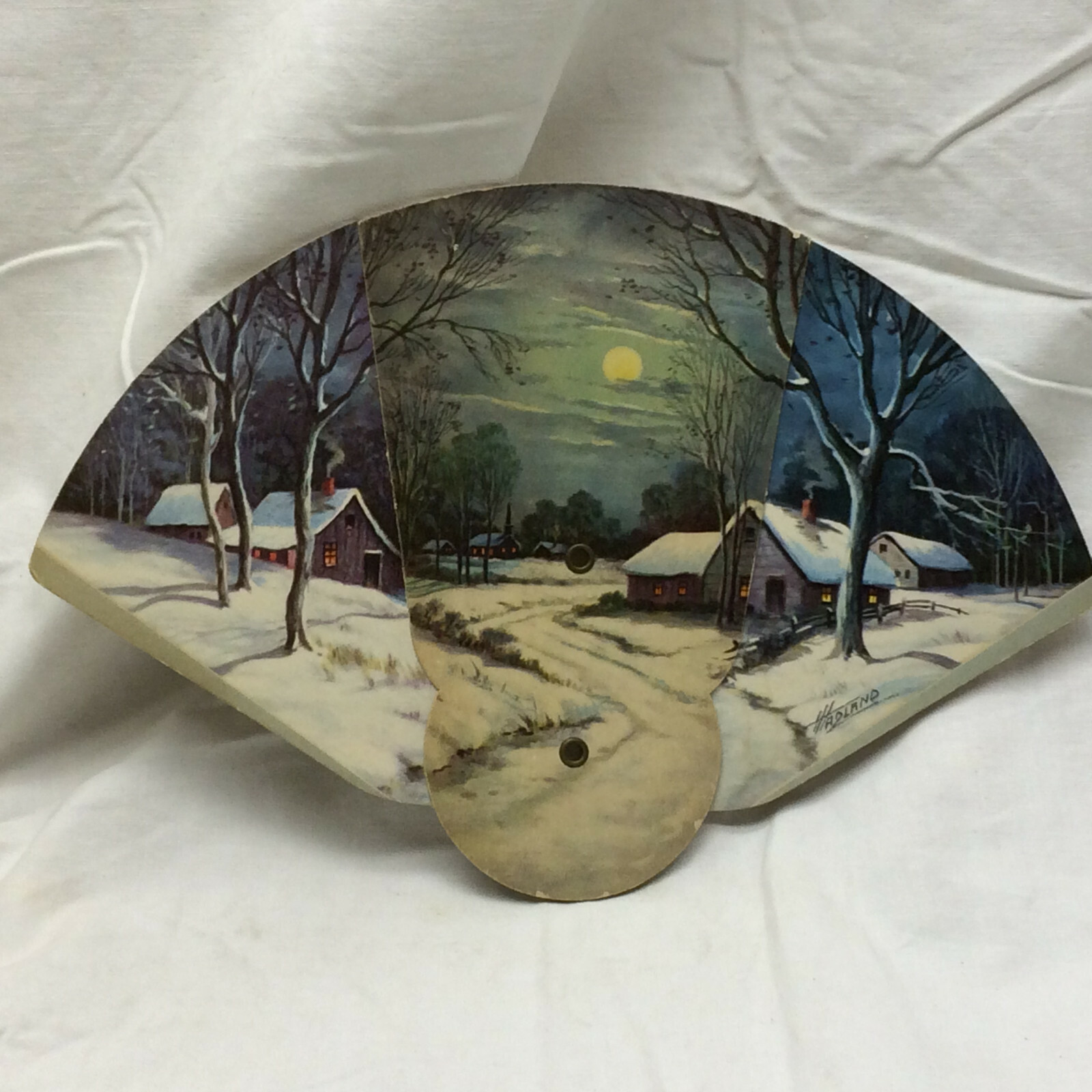 Vintage Advertising Walker-Wenner Funeral Home Fan Winter Art Toledo Ohio