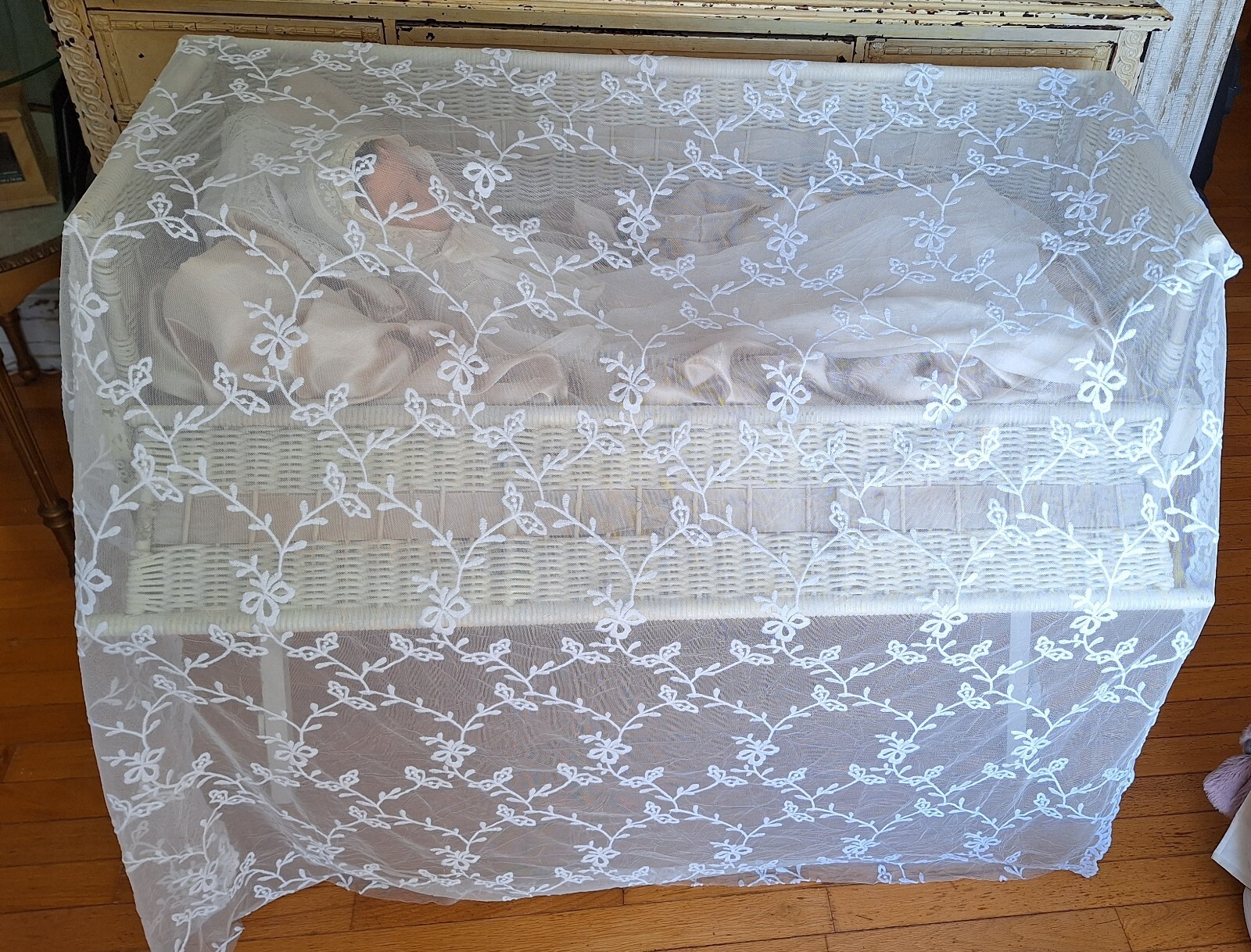 RARE BABY POST MORTEM Victorian era “TRAVELING” VIEWING CRIB, DURFREE Embalming