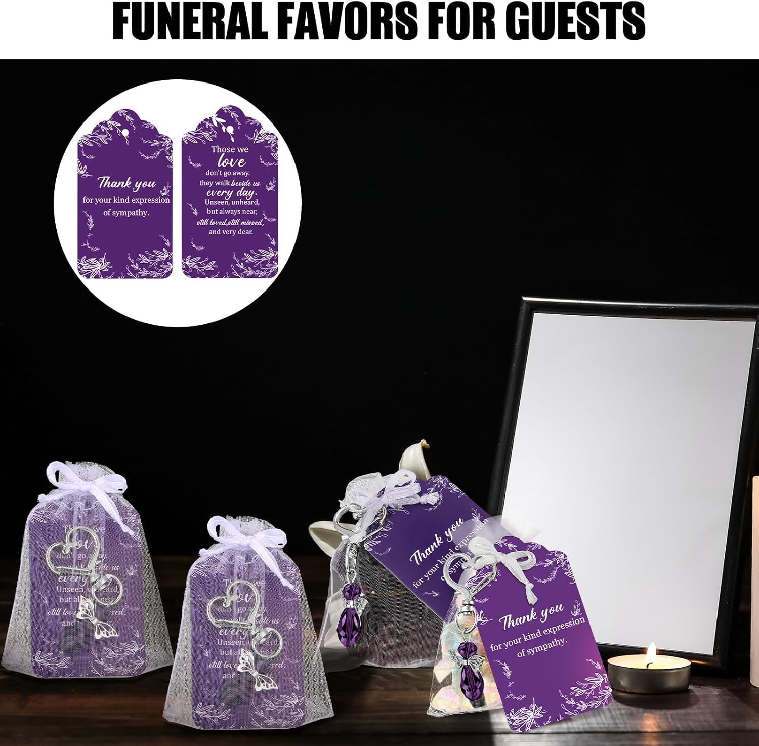 Funeral Favors Angel Keychains Memorial Gifts Thank You Cards Set 30