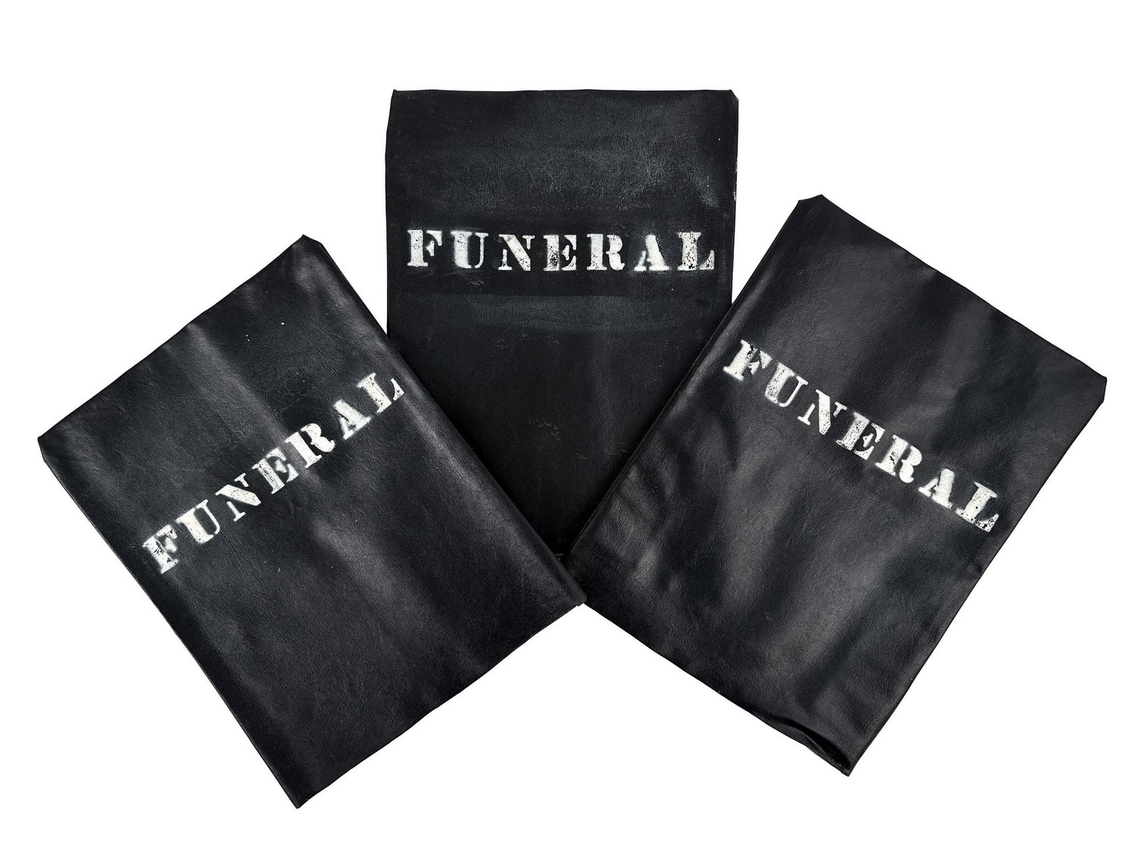 Vintage 1970s Funeral Parking Meter Cover Black Vinyl Stenciled Street Sign