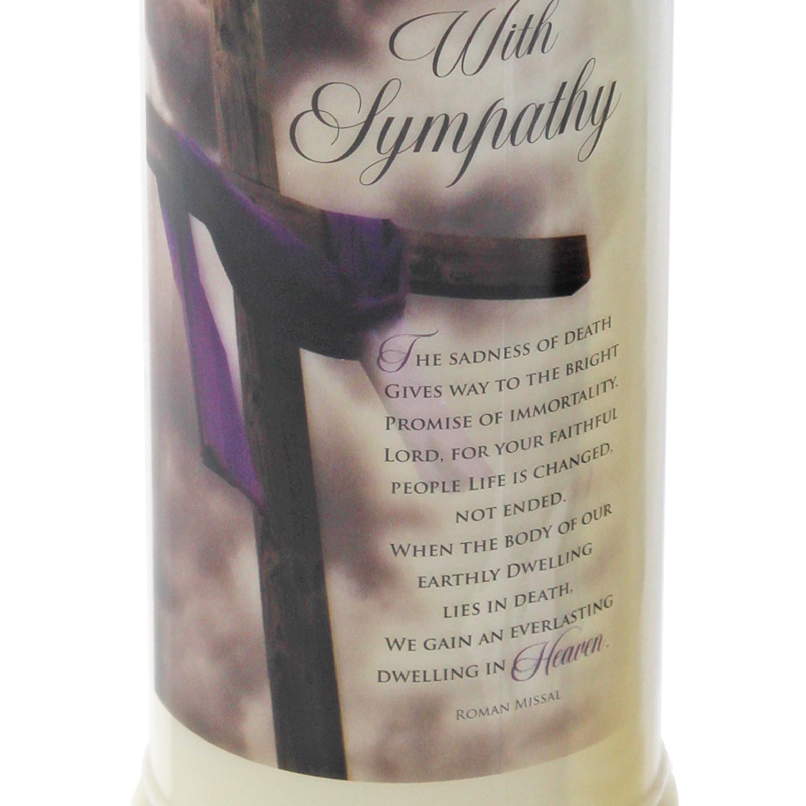 Memorial Pillar Candle With Windproof Cap With Sympathy Cross 7 Days