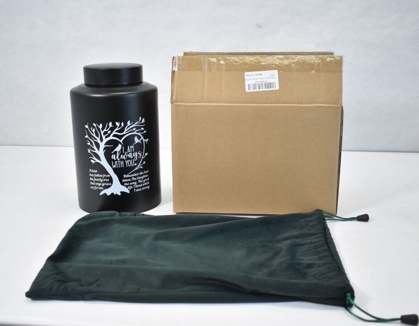 Decorative Cremation Urn For Human Ashes Large Up to 22lbs Love Tree Black