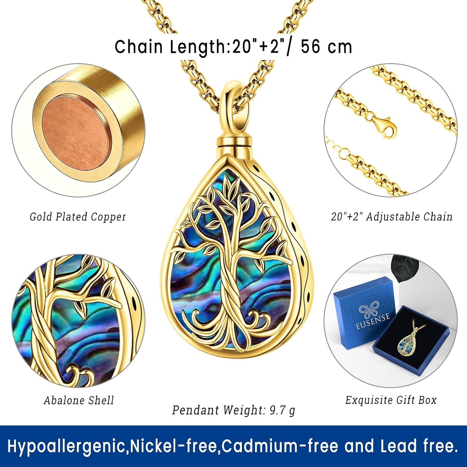 Cremation Jewelry for Ashes Necklace to Put Ashes in 925 Sterling Silver/Gold or