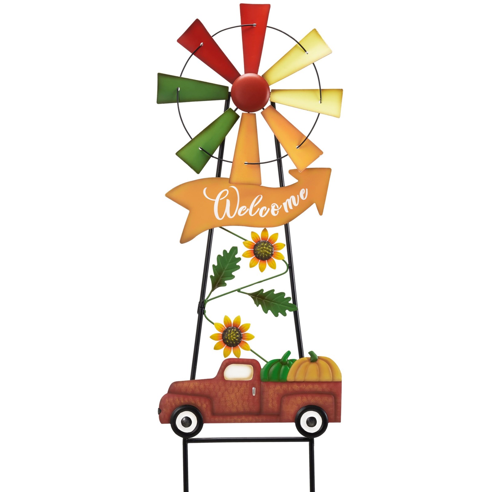 Fall Outdoor Decor, Wind Spinners Yard Stakes, Metal Pumpkin Fall Garden Deco…