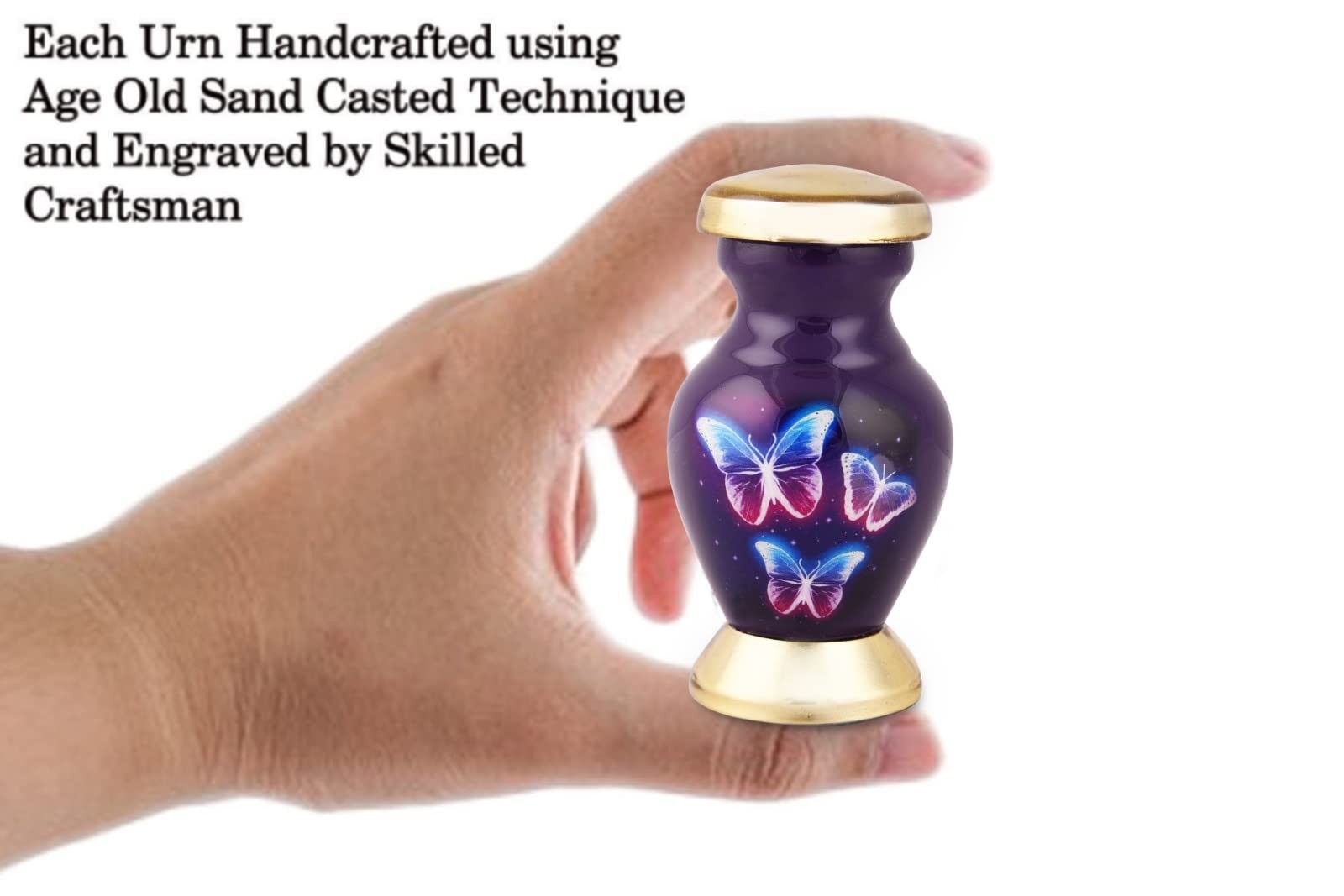 BOLD & DIVINE Butterfly Theme Cremation Urns | Small (Set of 4), Dark Purple