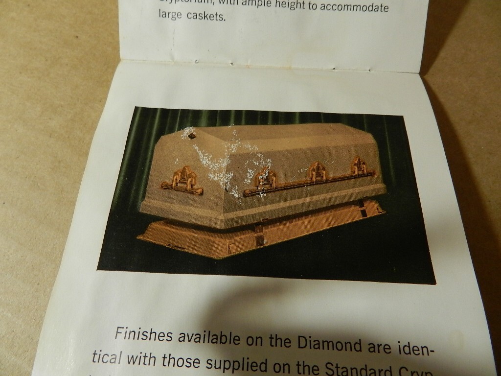VINTAGE CASKET BROCHURE- VINTAGE MORTUARY- GALION CRYPTORIUM- CASKETS