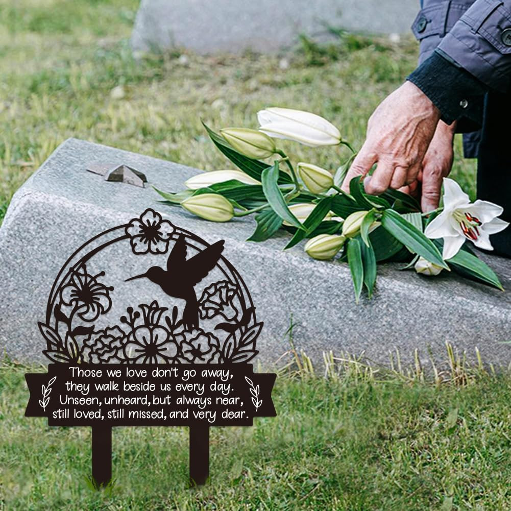 Hummingbird Grave Marker Cemetery Decorations for Grave Metal Memorial Grave Sta