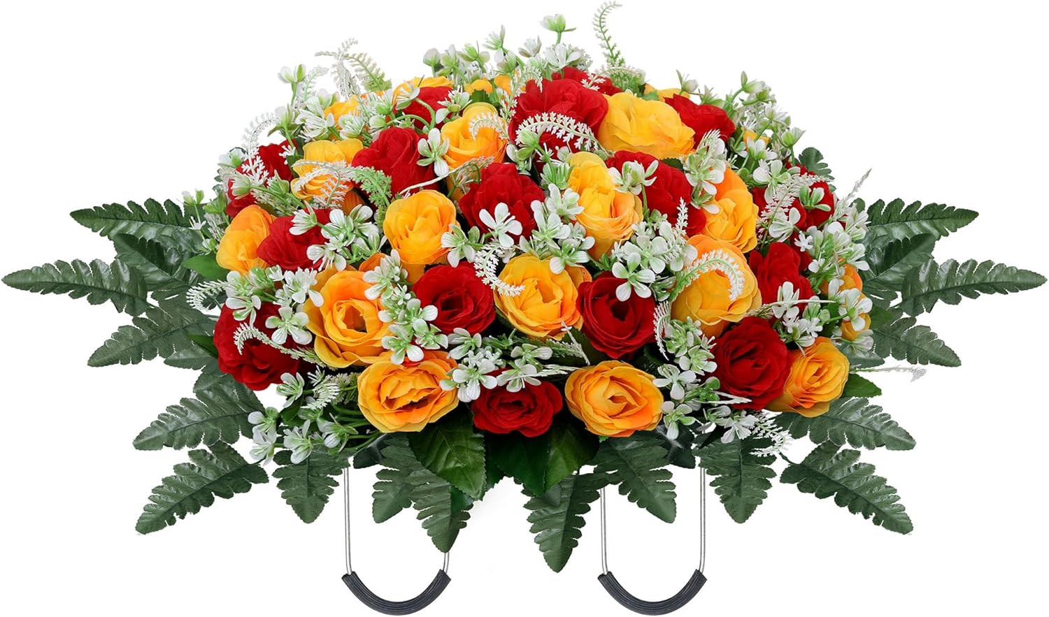 Headstone Flower Saddle,Large Artificial Cemetery Flowers for Grave,Cemetery Mem