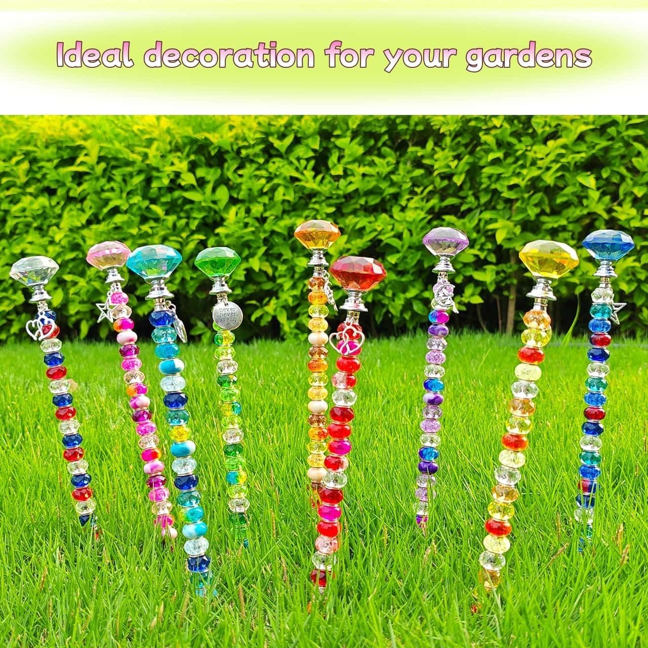 72Pcs Beaded Garden Stakes Kit DIY Fairy Wand Garden Stake Beads Kit Fairy