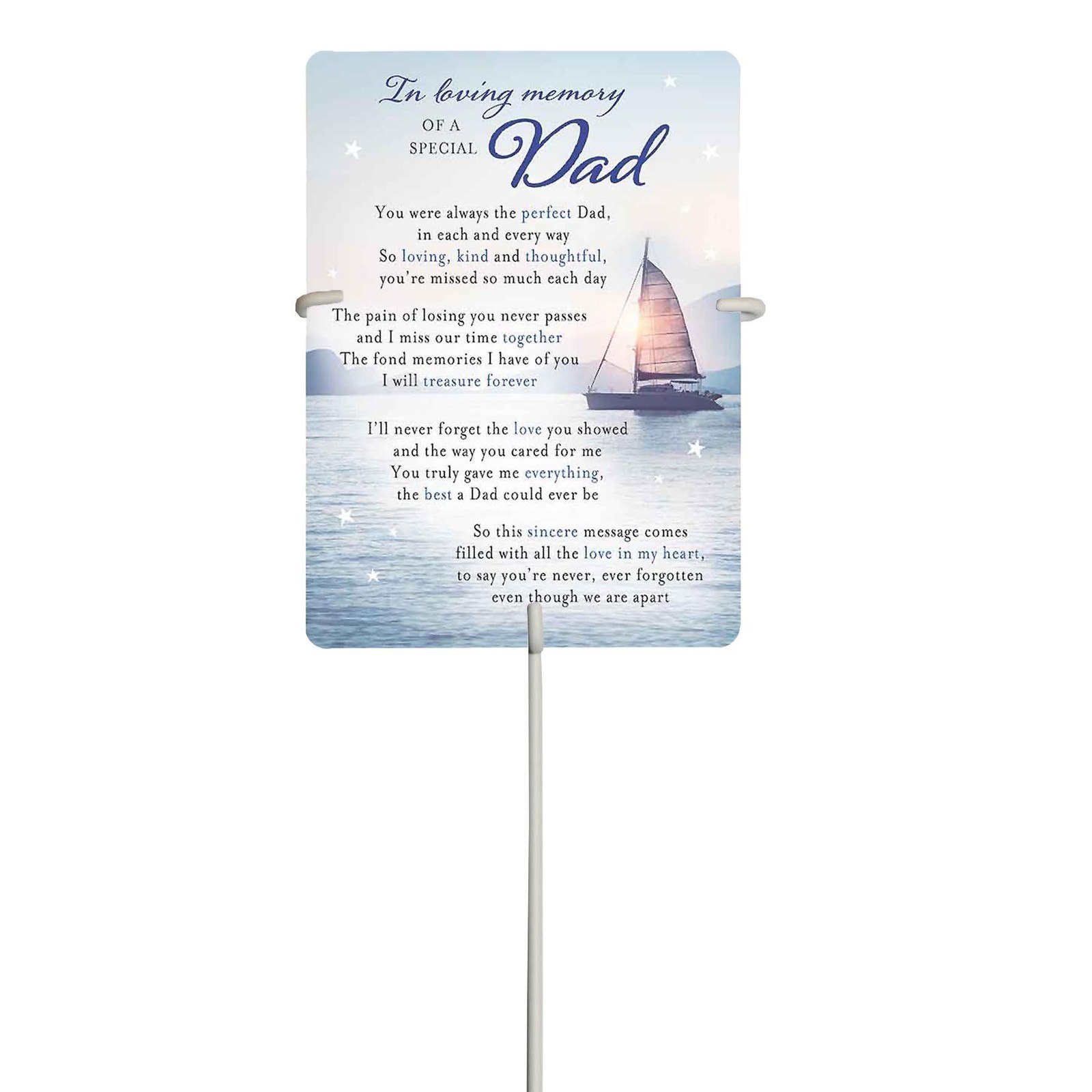 Special Dad Graveside Memorial Card Weatherproof with Metal card Holder