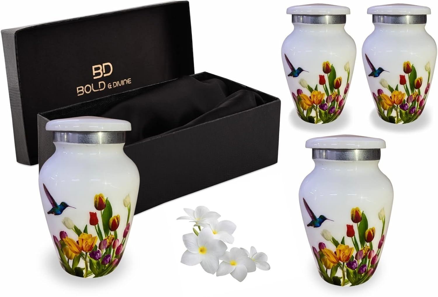Keepsake Decorative Urns for Human Ashes – Mini Urns Set of 4 Hummingbird