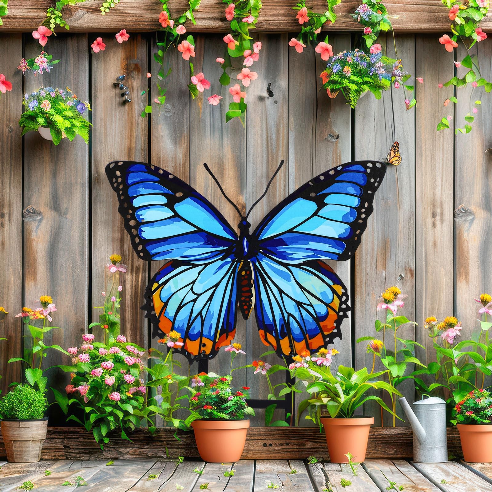 Spring Metal Butterfly Garden Stakes 16.5 Inch Outdoor Decor for Yard