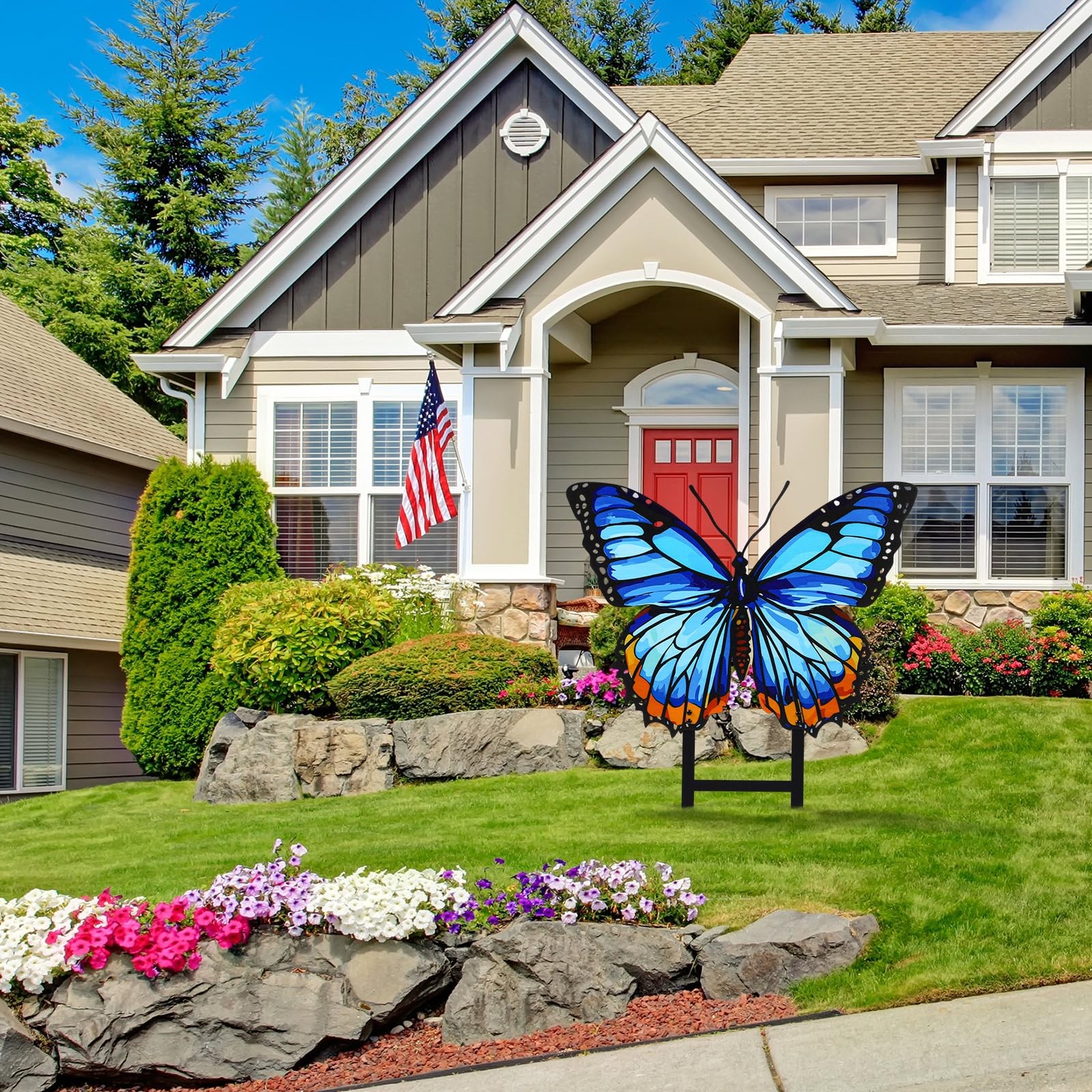 Spring Metal Butterfly Garden Stakes 16.5 Inch Outdoor Decor for Yard